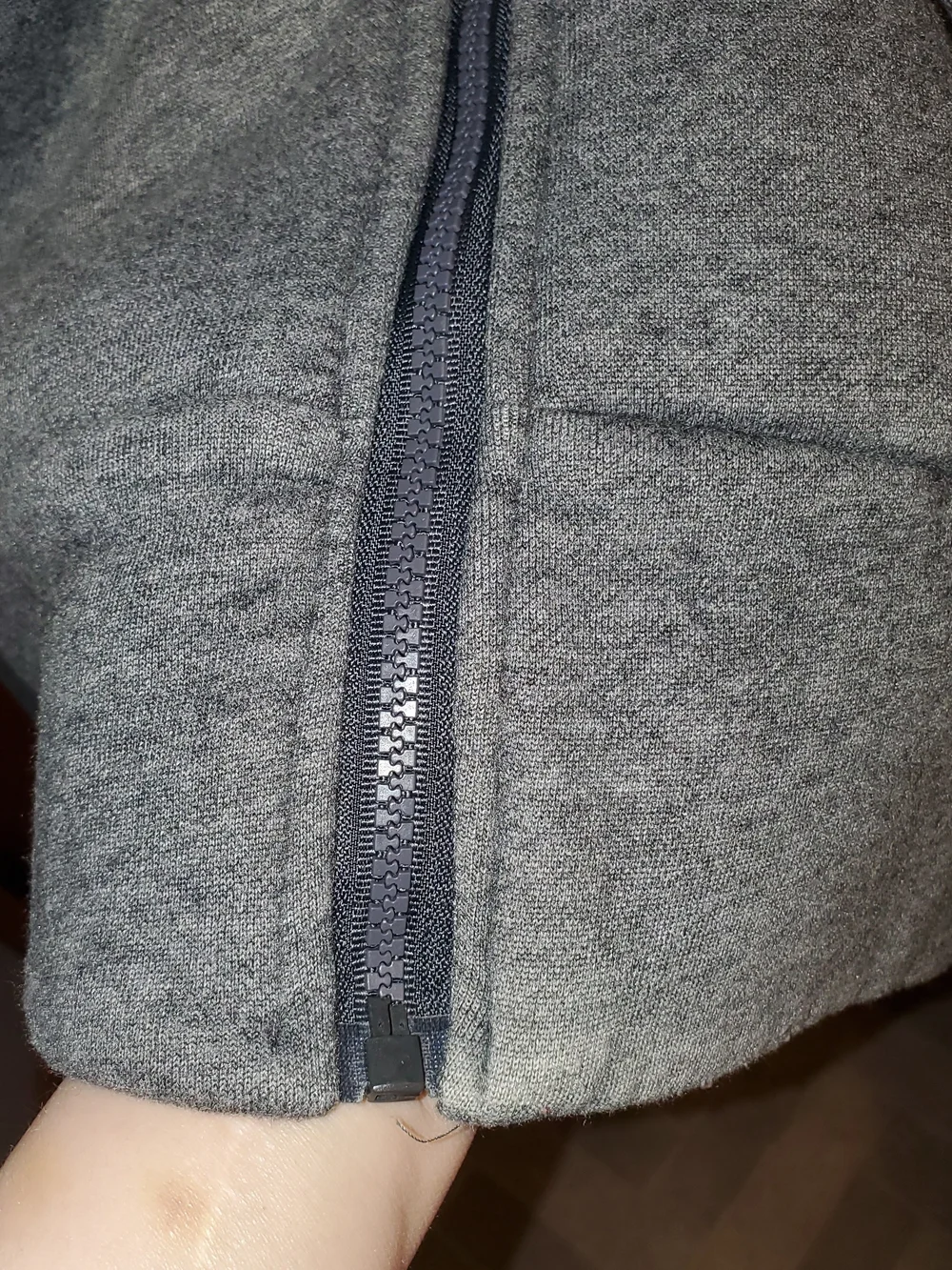 Womens Gray Zip-up Hooded Jacket With Animal Print Lining.